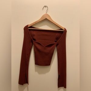 Urban Outfitters “Juliet” Portrait Knit Sweater in Brown